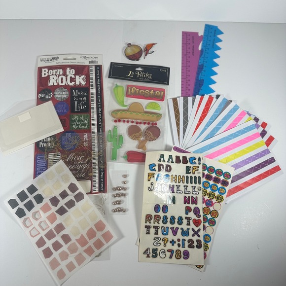 Scrapbook Sticker Lot La Petites Fiesta Reminisce Rock Alphabet Craft Supplies - Picture 2 of 6